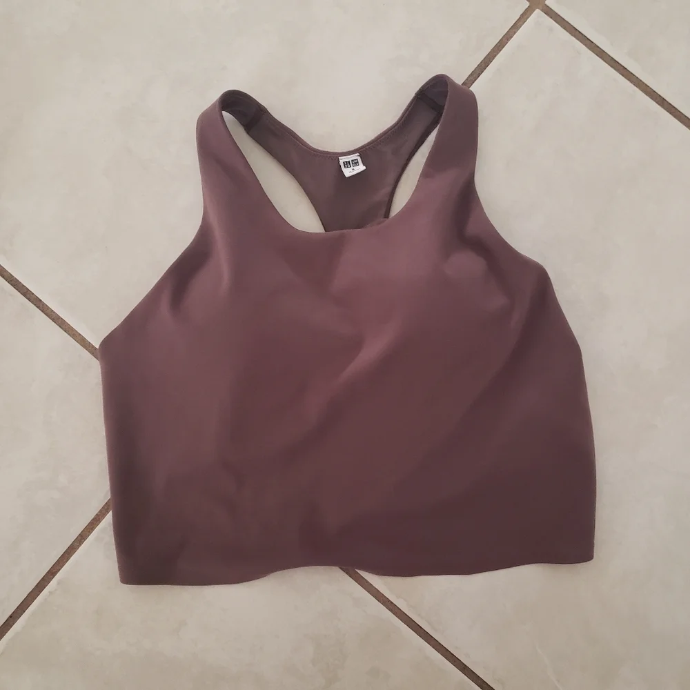 Uniqlo Brown Racerback Sports Bra Medium - Picture 1 of 6